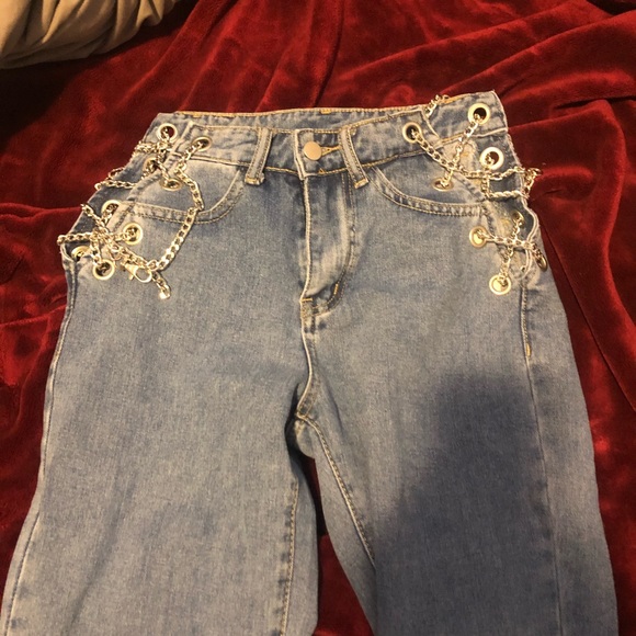 Chain lace up blue jeans - Picture 3 of 3